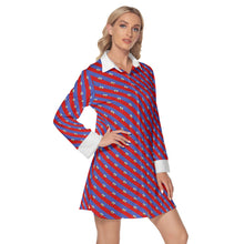 Load image into Gallery viewer, All-Over Print Women's Lapel Shirt Dress With Long Sleeve