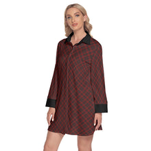 Load image into Gallery viewer, All-Over Print Women&#39;s Lapel Shirt Dress With Long Sleeve
