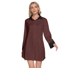 Load image into Gallery viewer, All-Over Print Women&#39;s Lapel Shirt Dress With Long Sleeve
