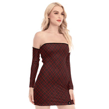 Load image into Gallery viewer, Popping Cherries Off-shoulder Plaid Dress Set
