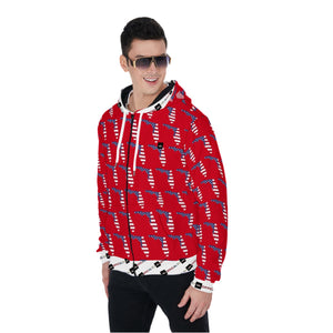 All-Over Print Zip Up Hoodie With Pocket