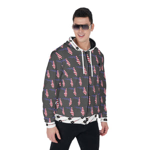 All-Over Print Zip Up Hoodie With Pocket