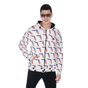 All-Over Print Zip Up Hoodie With Pocket