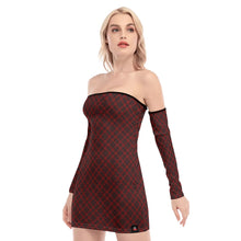 Load image into Gallery viewer, Popping Cherries Off-shoulder Plaid Dress Set
