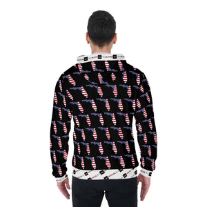 All-Over Print Zip Up Hoodie With Pocket