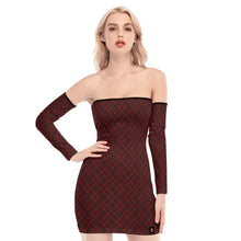 Load image into Gallery viewer, Popping Cherries Off-shoulder Plaid Dress Set
