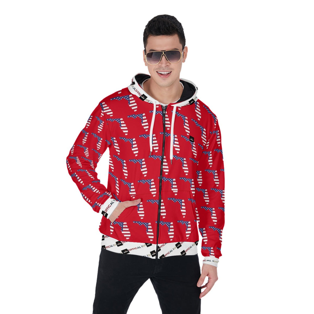 All-Over Print Zip Up Hoodie With Pocket