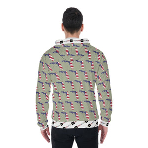 All-Over Print Zip Up Hoodie With Pocket