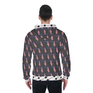 All-Over Print Zip Up Hoodie With Pocket